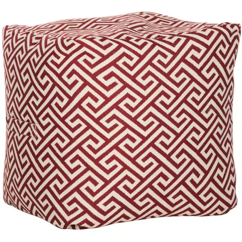 Pouf carré motif Fret – Beige/blanc et Rouge/blanc, 1 place