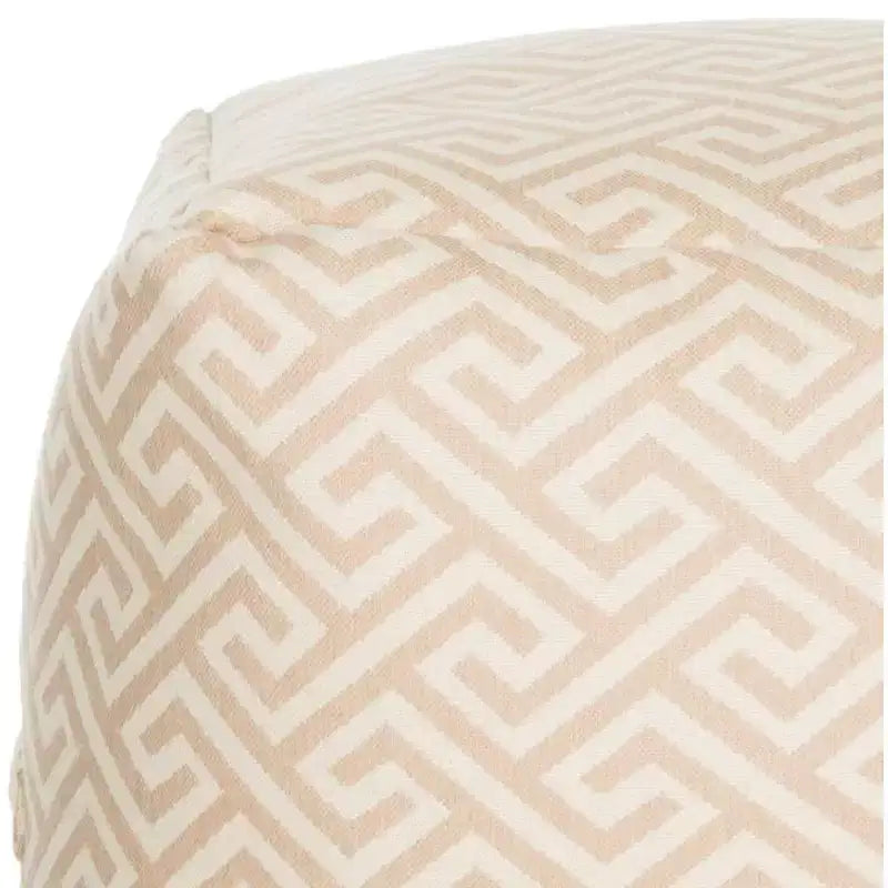 Pouf carré motif Fret – Beige/blanc et Rouge/blanc, 1 place