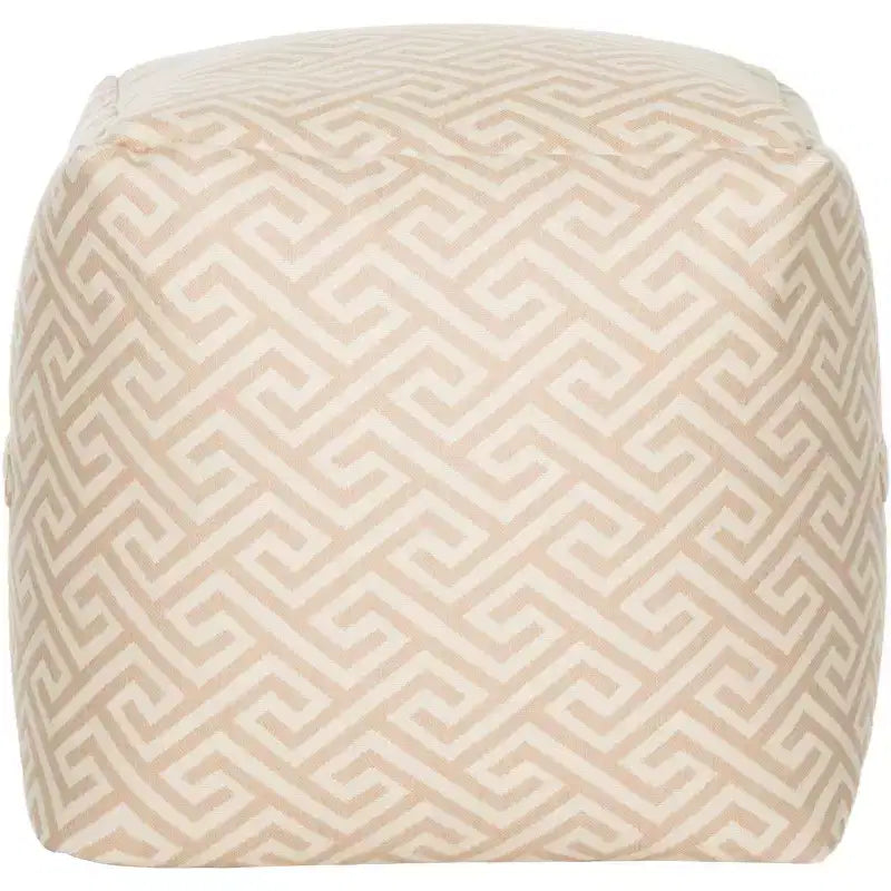Pouf carré motif Fret – Beige/blanc et Rouge/blanc, 1 place