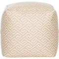 Pouf carré motif Fret – Beige/blanc et Rouge/blanc, 1 place