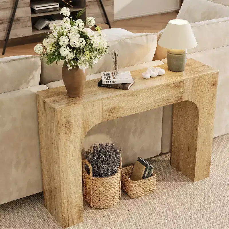 Console de Ferme Beige, Style Rustique Slim, Utilisation par 1 Personne