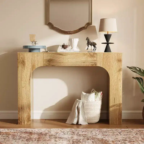 Console de Ferme Beige, Style Rustique Slim, Utilisation par 1 Personne