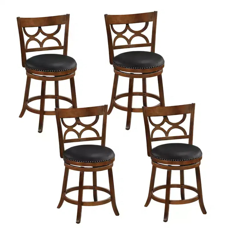 Costway 26'' Counter Height Bar Stools Set of 4 w/Rubber Wood Frame Upholstered Seat