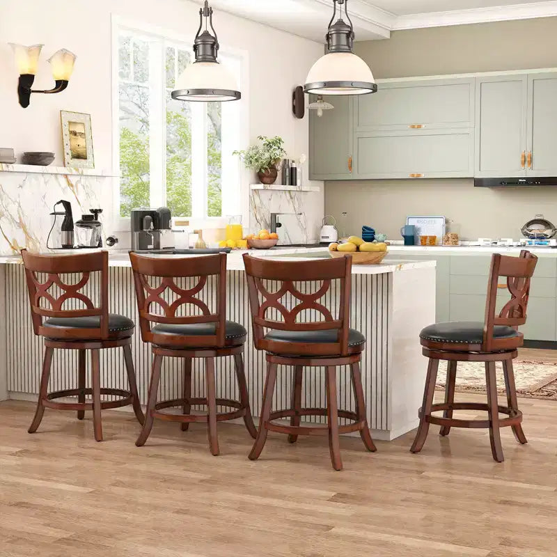Tabouret de comptoir rembourré pivotant Espresso, lot de 4