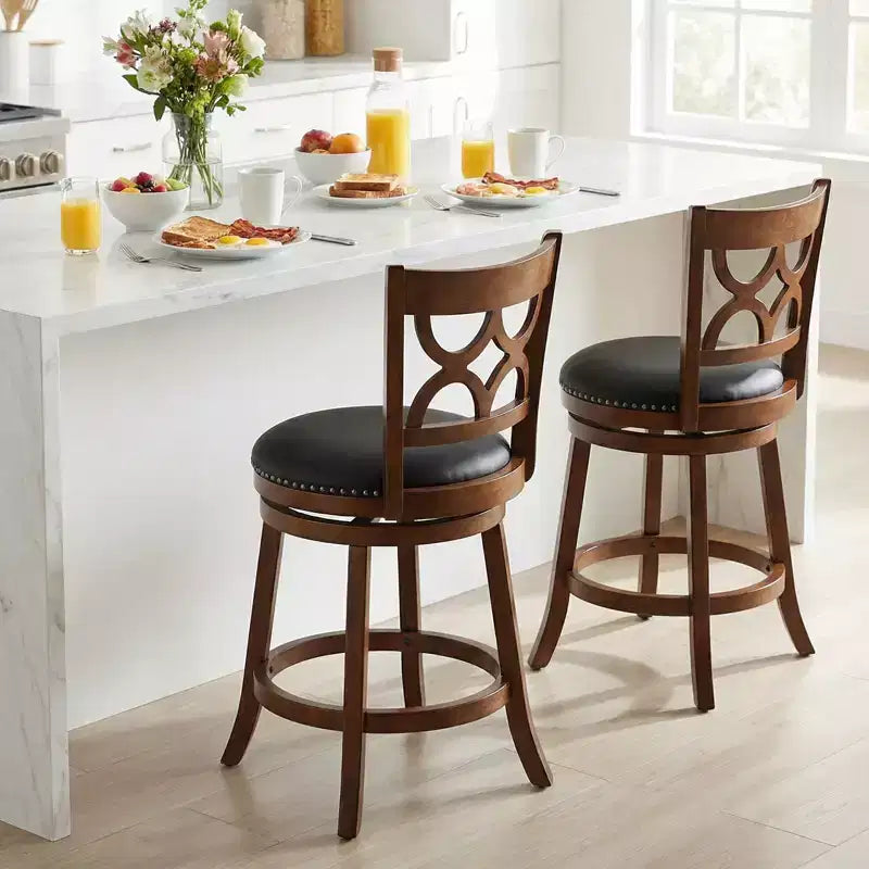 Tabouret de comptoir rembourré pivotant Espresso, lot de 4