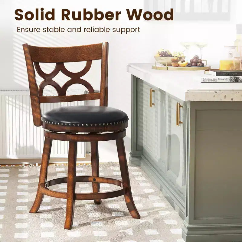 Tabouret de comptoir rembourré pivotant Espresso, lot de 4