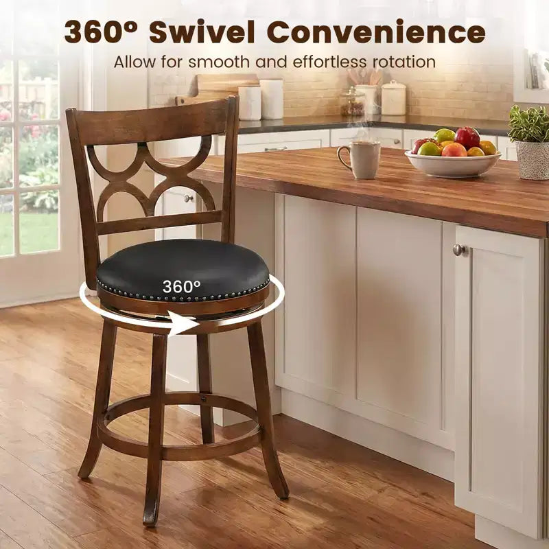 Tabouret de comptoir rembourré pivotant Espresso, lot de 4