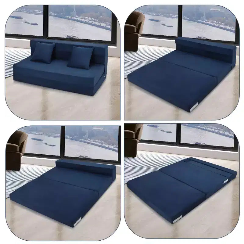Canapé-lit futon pliant gris foncé, canapé convertible 2 places