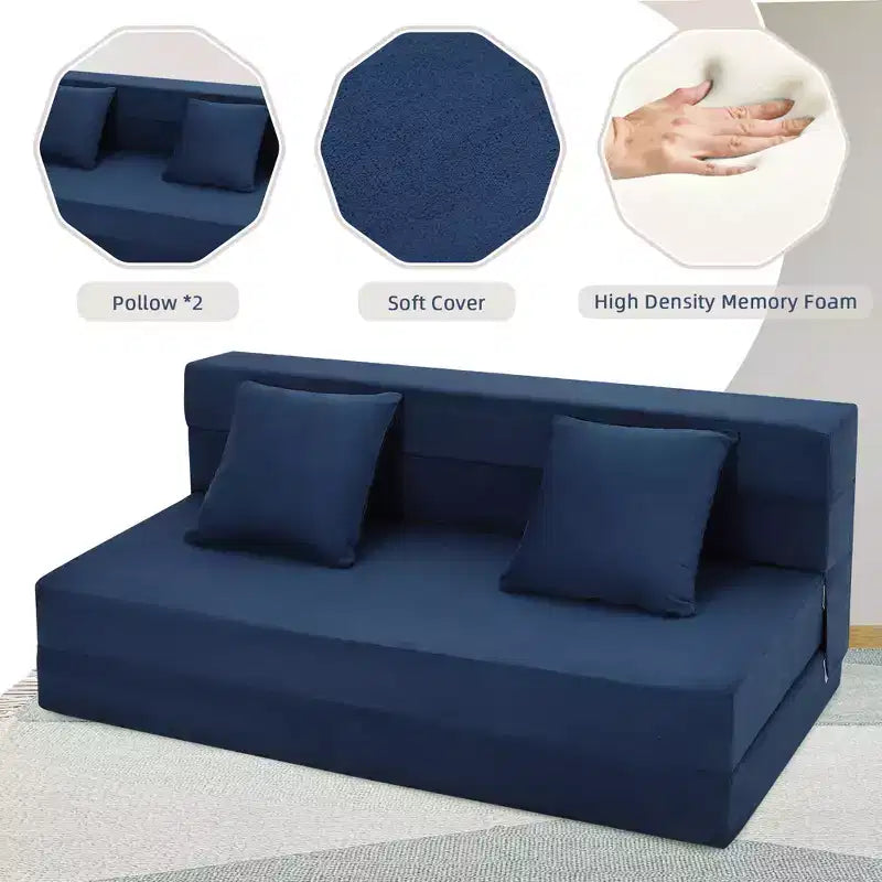 Canapé-lit futon pliant gris foncé, canapé convertible 2 places