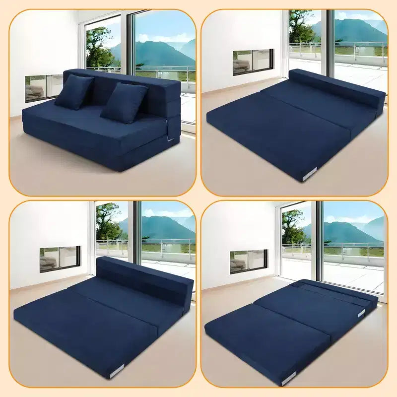 Canapé-lit futon pliant gris foncé, canapé convertible 2 places