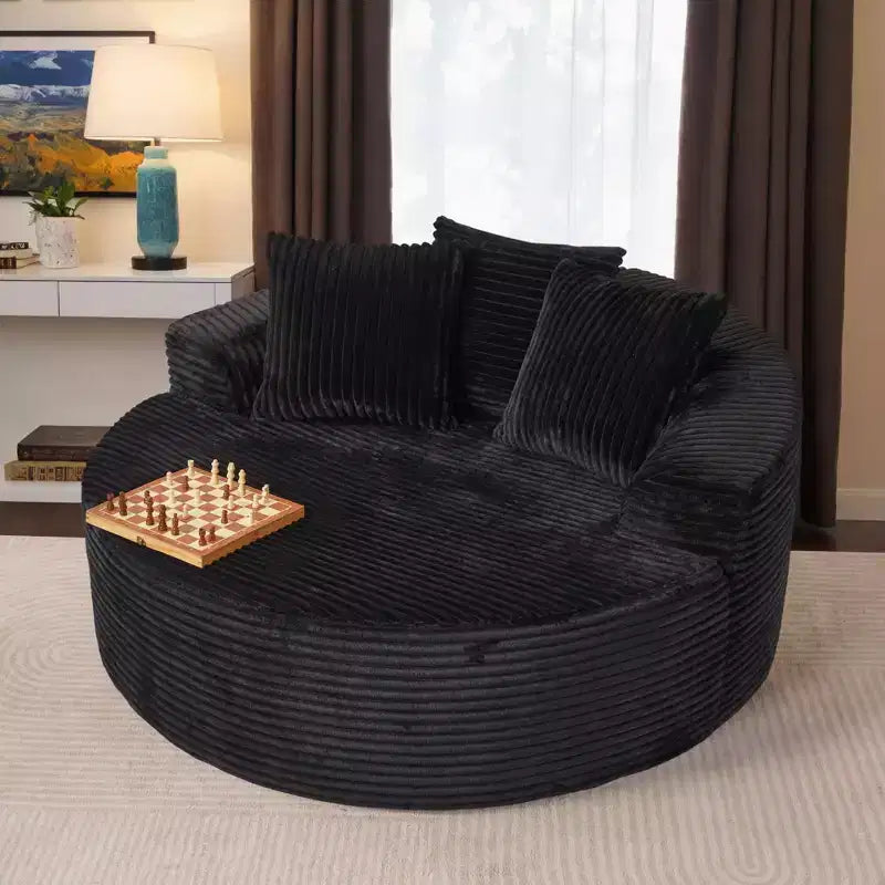 Fauteuil rond en peluche 1 place beige/noir/gris/vert/rose