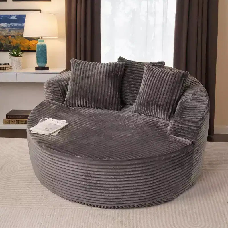 Fauteuil rond en peluche 1 place beige/noir/gris/vert/rose