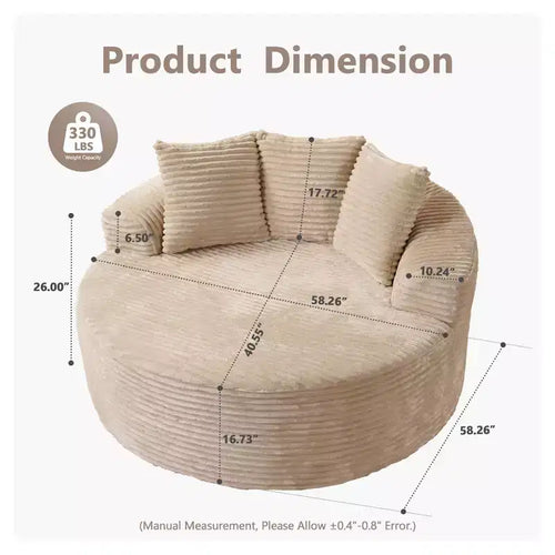 Fauteuil rond en peluche 1 place beige/noir/gris/vert/rose