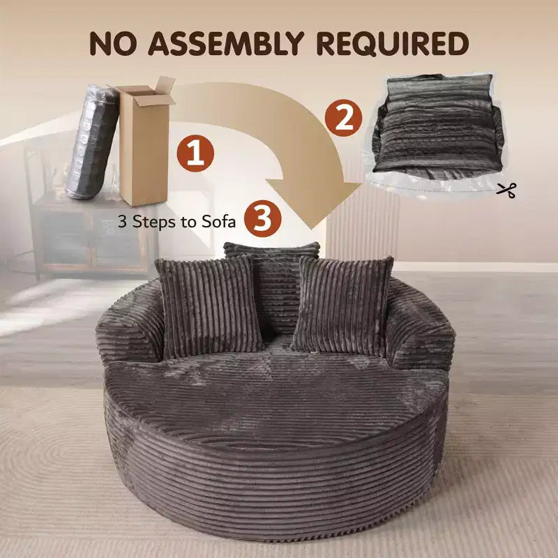 Fauteuil rond en peluche 1 place beige/noir/gris/vert/rose