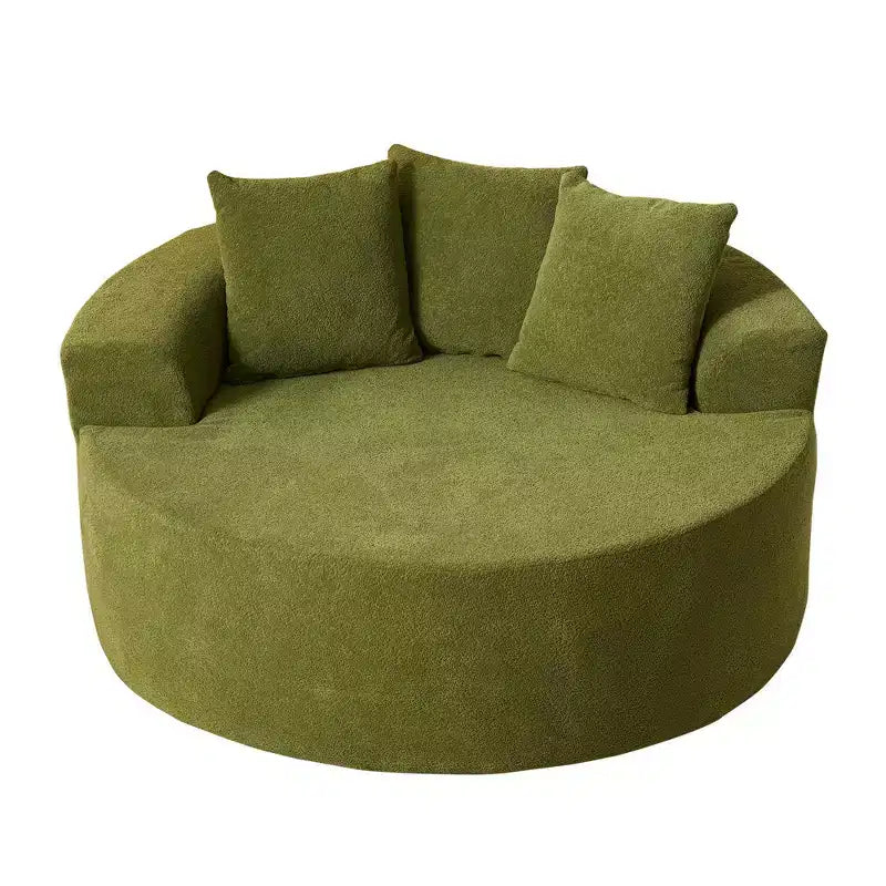 Fauteuil rond en peluche 1 place beige/noir/gris/vert/rose