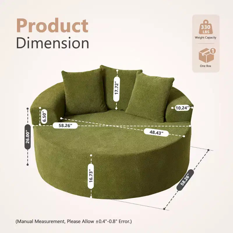 Fauteuil rond en peluche 1 place beige/noir/gris/vert/rose