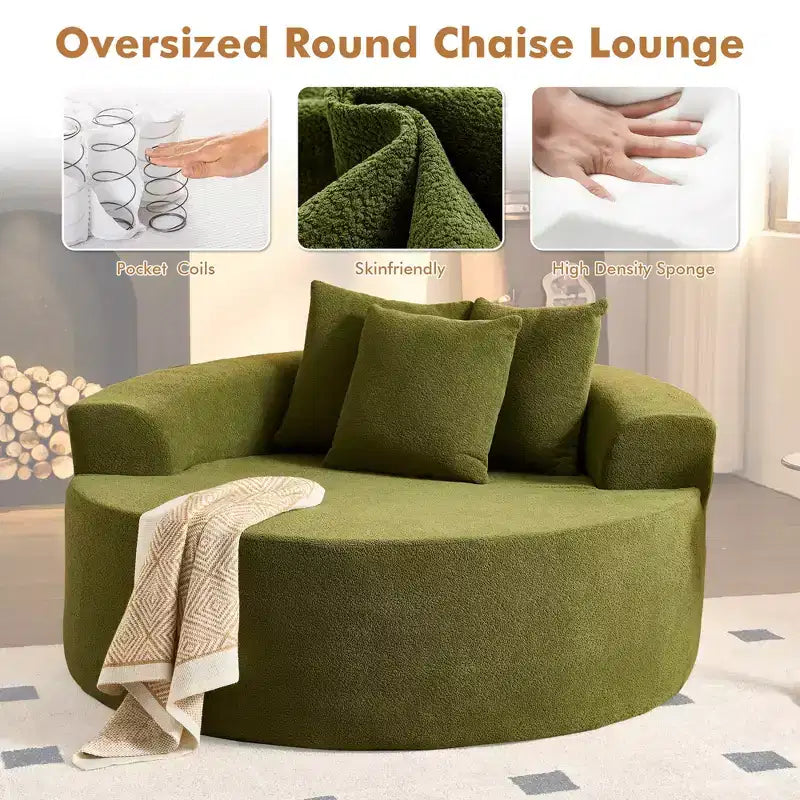 Fauteuil rond en peluche 1 place beige/noir/gris/vert/rose