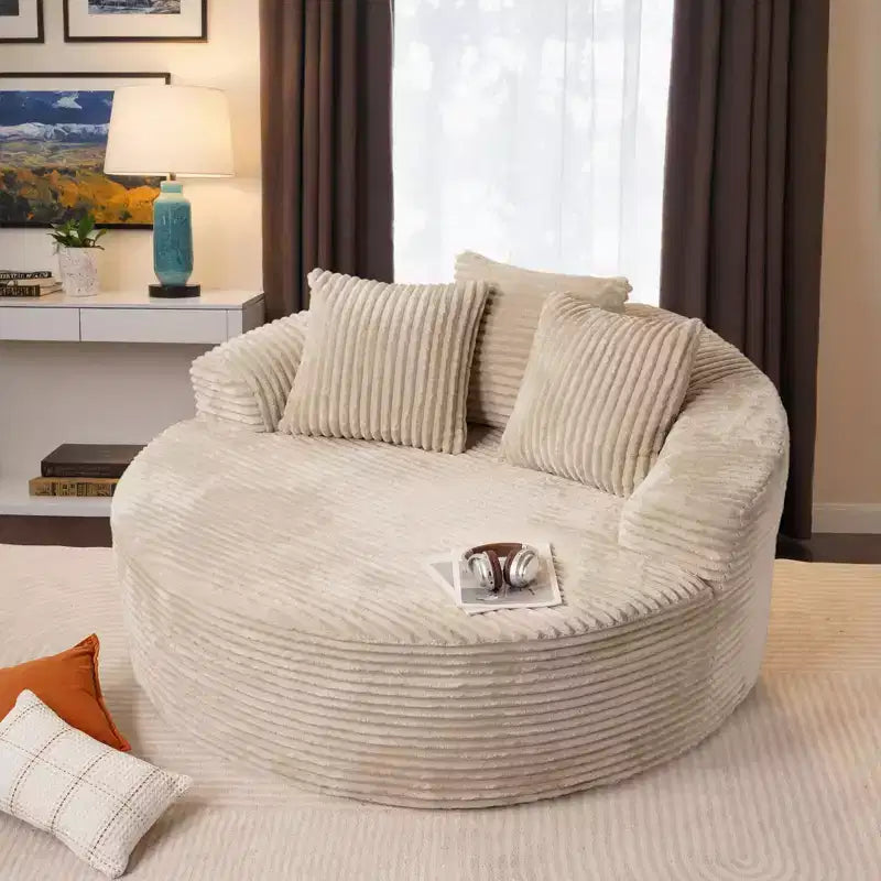 Fauteuil rond en peluche 1 place beige/noir/gris/vert/rose