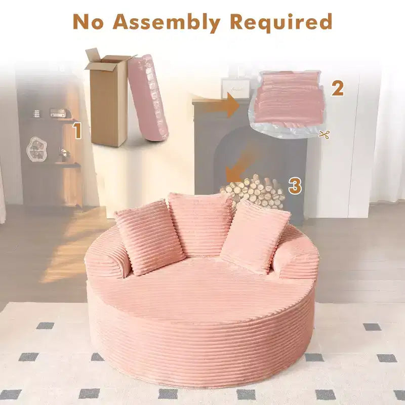 Fauteuil rond en peluche 1 place beige/noir/gris/vert/rose