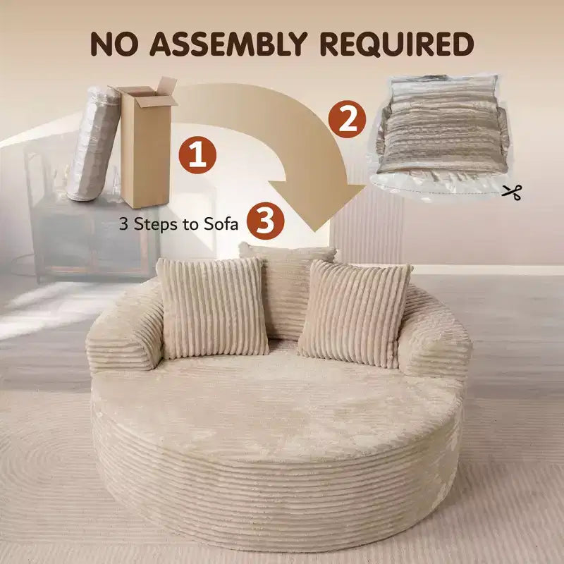 Fauteuil rond en peluche 1 place beige/noir/gris/vert/rose