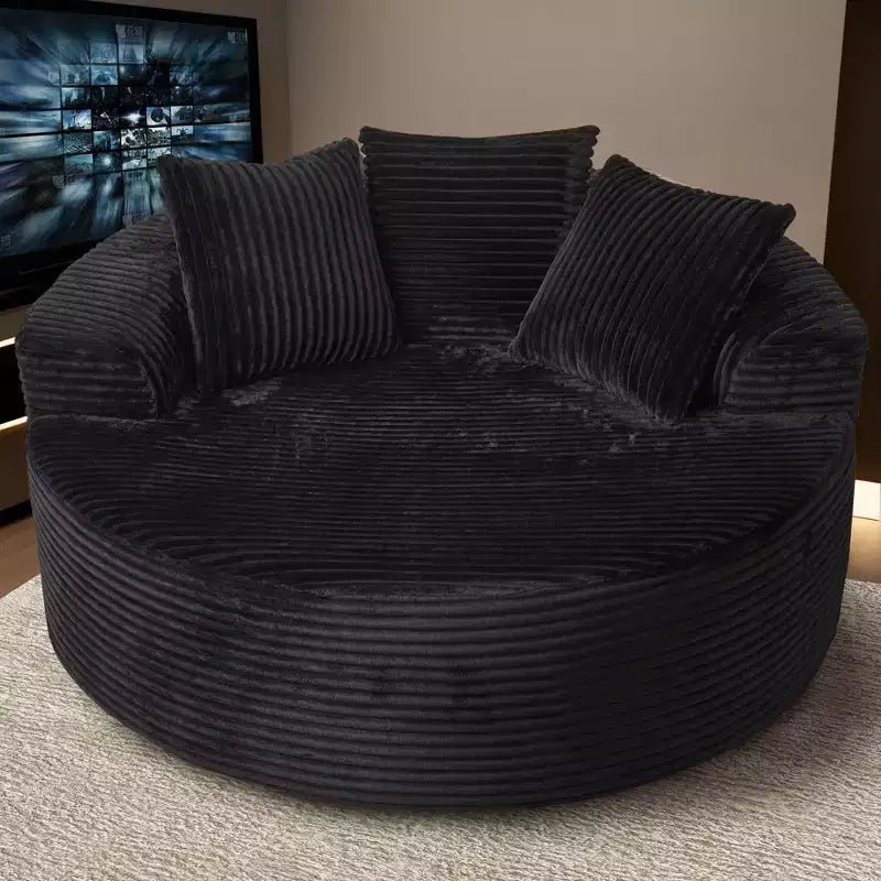 Fauteuil rond en peluche 1 place beige/noir/gris/vert/rose