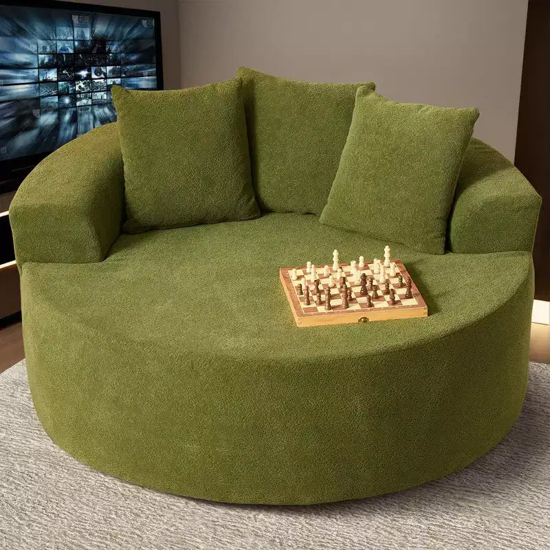 Fauteuil rond en peluche 1 place beige/noir/gris/vert/rose
