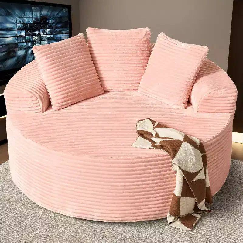 Fauteuil rond en peluche 1 place beige/noir/gris/vert/rose