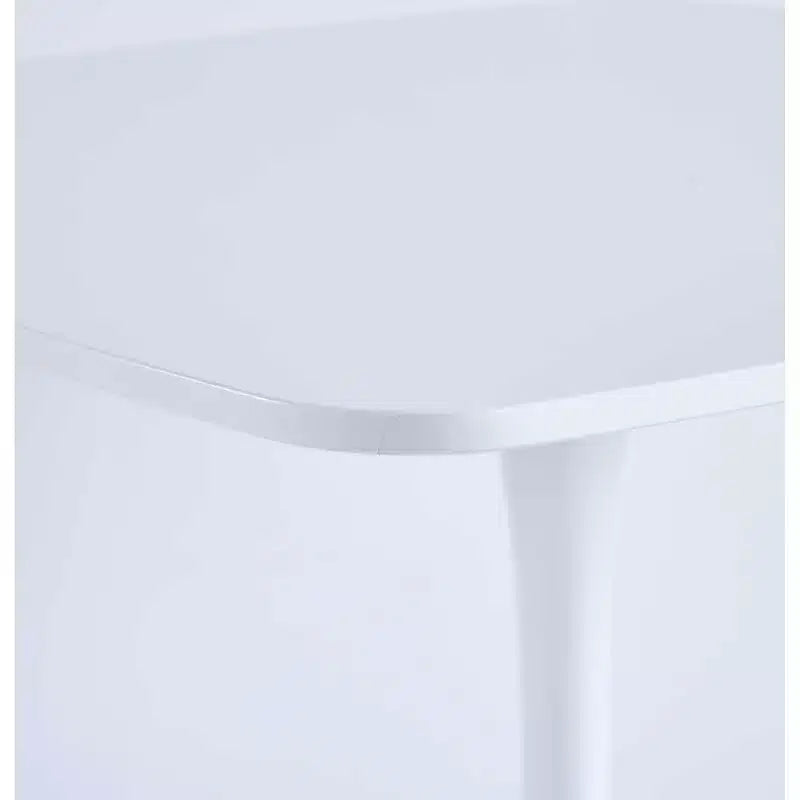 Table à manger ronde blanche, plateau en MDF et pieds croisés en métal, 4 à 6 places