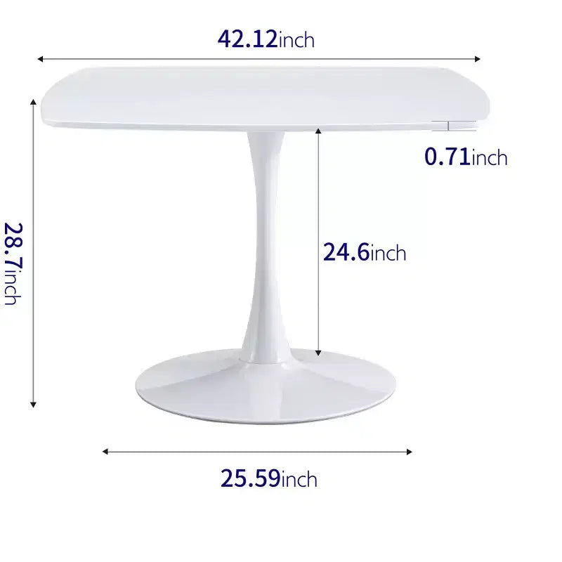 Table à manger ronde blanche, plateau en MDF et pieds croisés en métal, 4 à 6 places