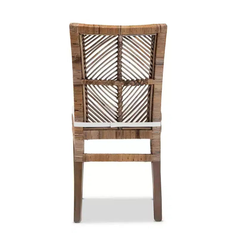Chaise de salle à manger en rotin gris/blanc avec coussin, sans accoudoirs, 1 place