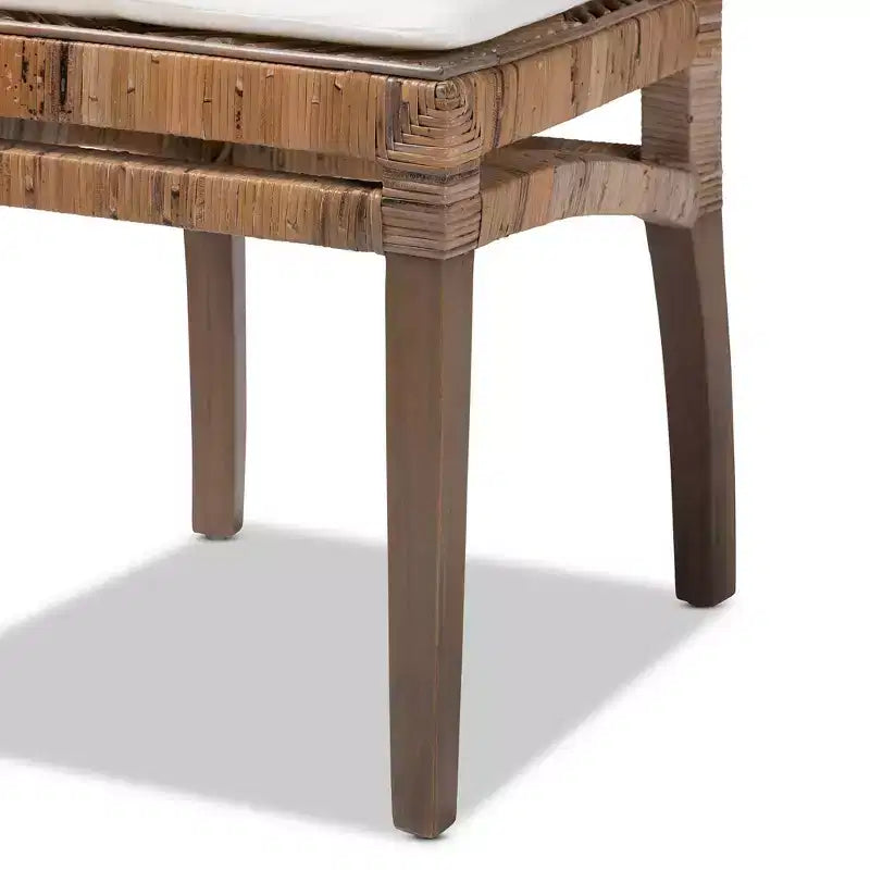Chaise de salle à manger en rotin gris/blanc avec coussin, sans accoudoirs, 1 place