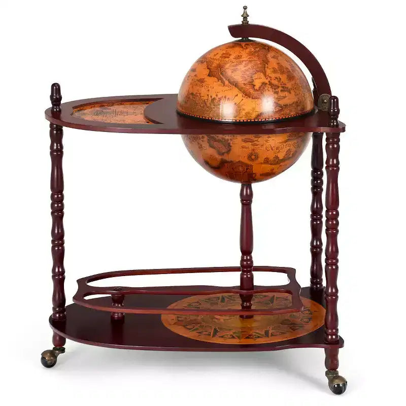 Bar et meuble à vin en forme de globe terrestre, style vieille carte du monde, peut contenir 9 bouteilles