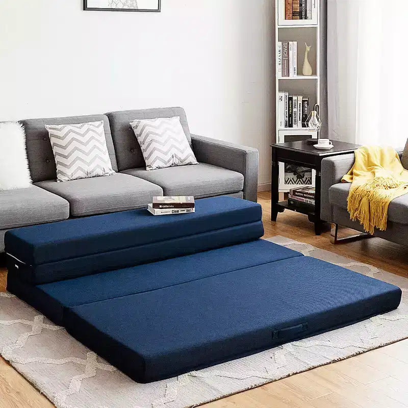 Matelas en mousse pliable grand lit gris, quart de pli, pour 1 à 2 personnes