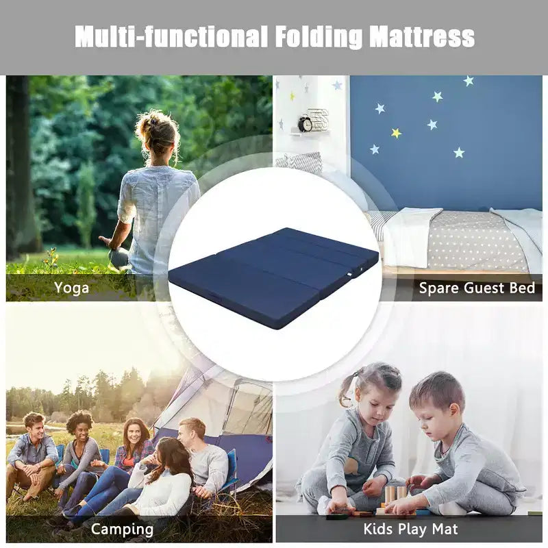 Matelas en mousse pliable grand lit gris, quart de pli, pour 1 à 2 personnes