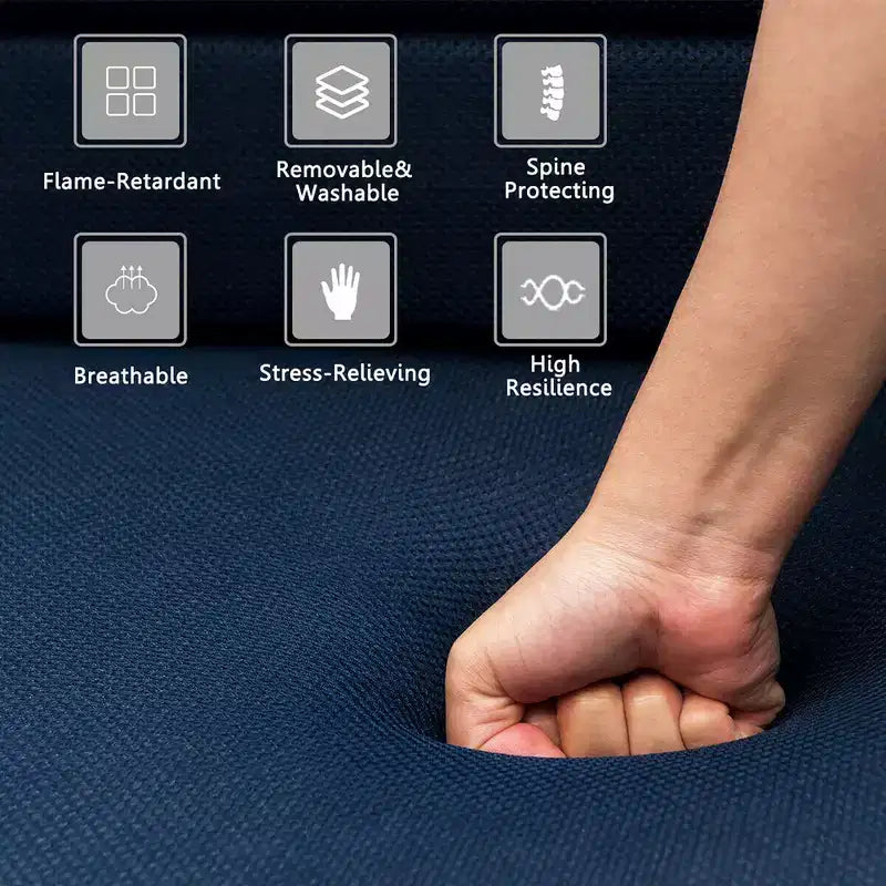 Matelas en mousse pliable grand lit gris, quart de pli, pour 1 à 2 personnes