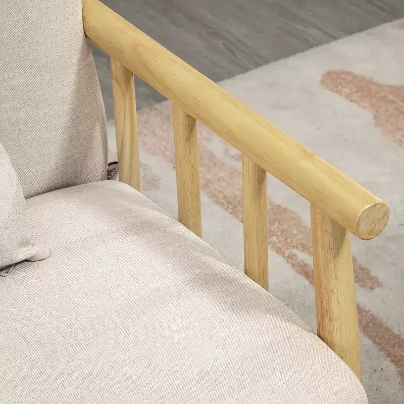 Canapé 2 places beige rembourré avec coussins décoratifs