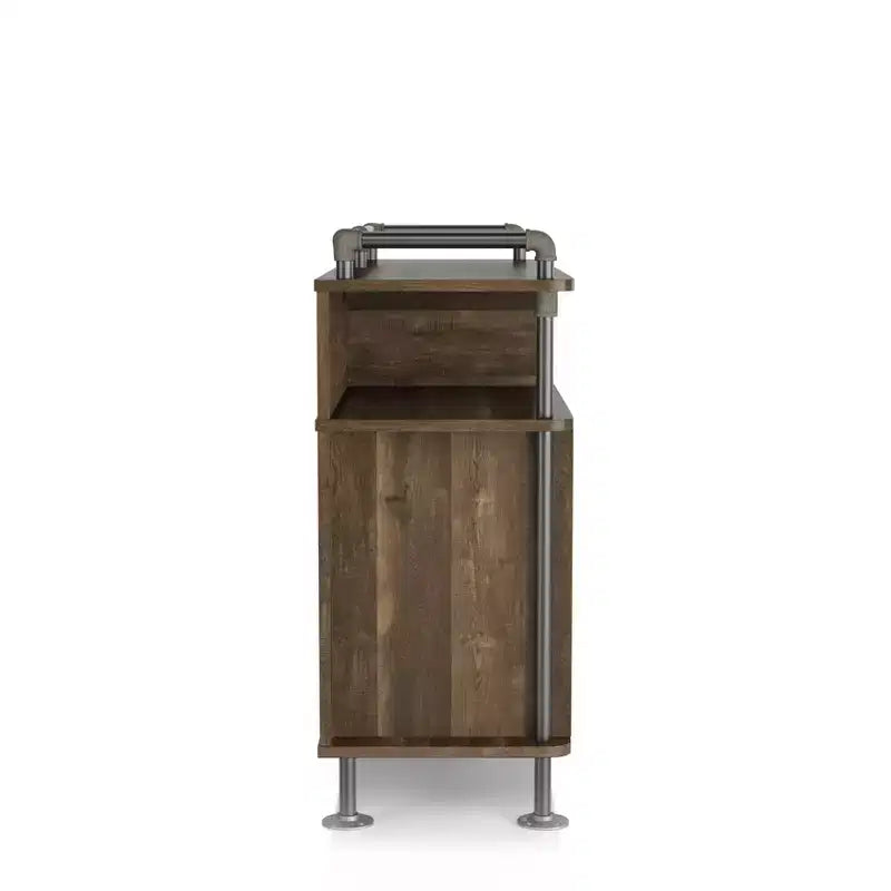 Meuble buffet rustique marron avec rangement pour le vin, 1 place assise