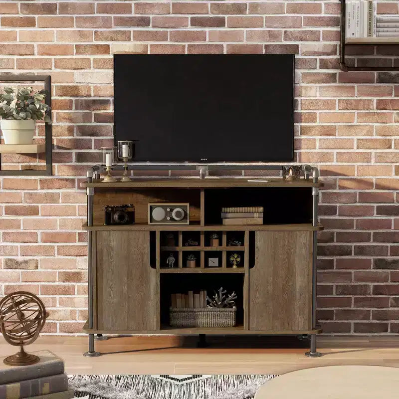 Meuble buffet rustique marron avec rangement pour le vin, 1 place assise