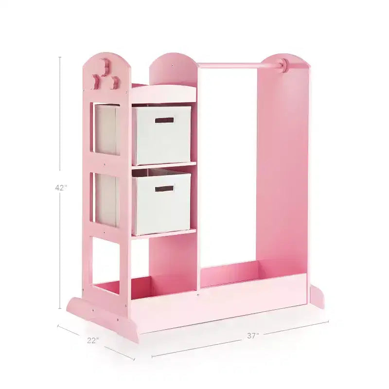 Centre de rangement avec miroir pour déguisements d'enfants – Gris / Lavande / Naturel / Rose / Blanc – 1 enfant