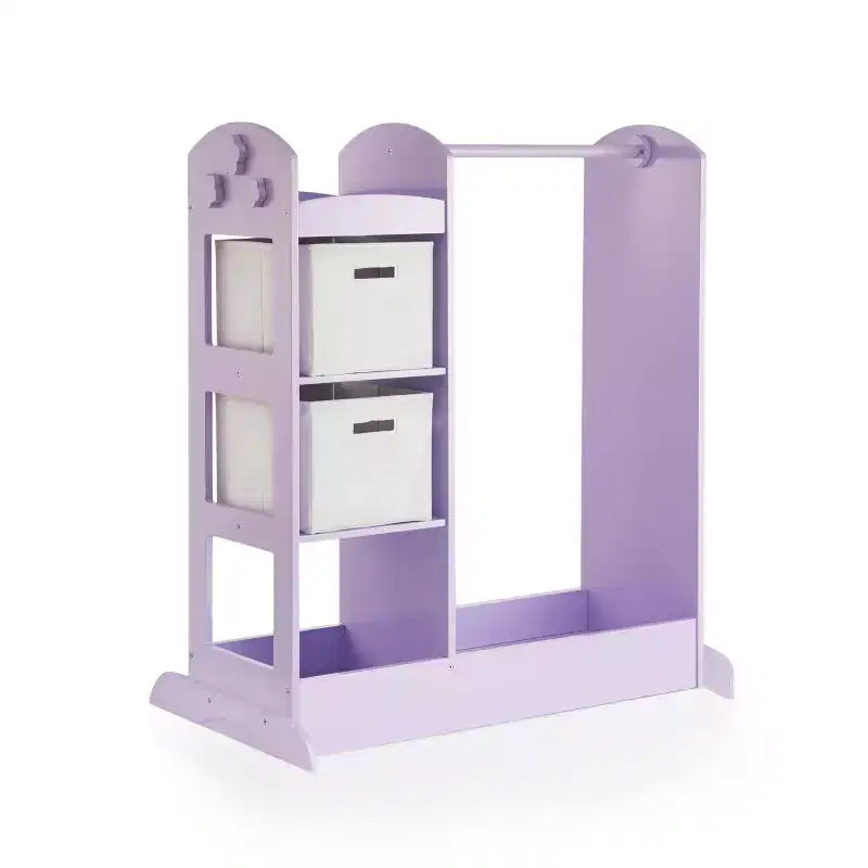 Centre de rangement avec miroir pour déguisements d'enfants – Gris / Lavande / Naturel / Rose / Blanc – 1 enfant
