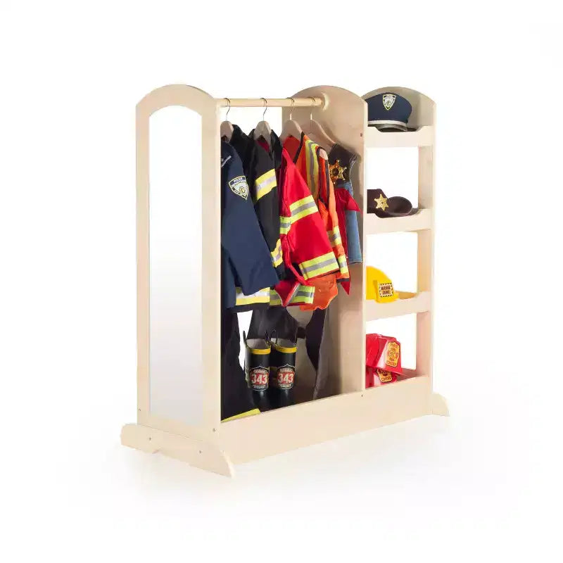 Centre de rangement avec miroir pour déguisements d'enfants – Gris / Lavande / Naturel / Rose / Blanc – 1 enfant