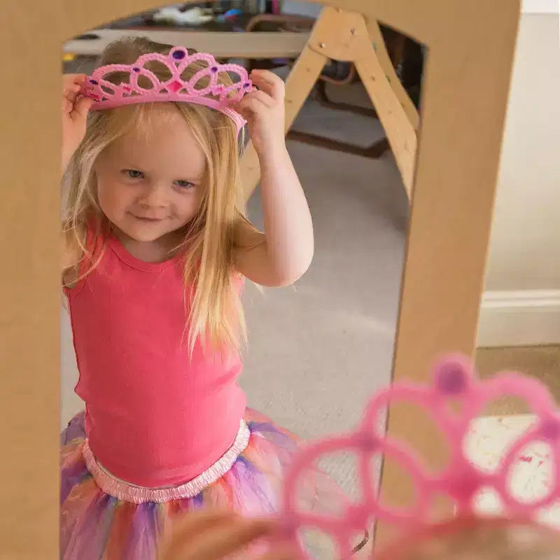 Centre de rangement avec miroir pour déguisements d'enfants – Gris / Lavande / Naturel / Rose / Blanc – 1 enfant