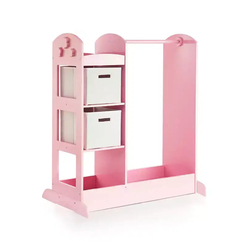 Centre de rangement avec miroir pour déguisements d'enfants – Gris / Lavande / Naturel / Rose / Blanc – 1 enfant