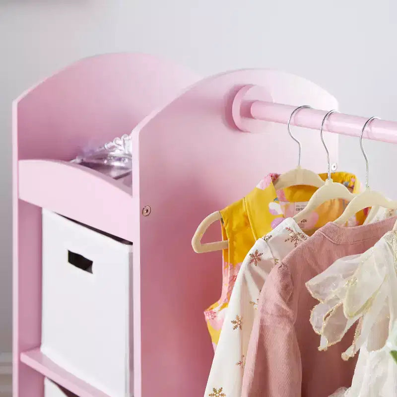 Centre de rangement avec miroir pour déguisements d'enfants – Gris / Lavande / Naturel / Rose / Blanc – 1 enfant