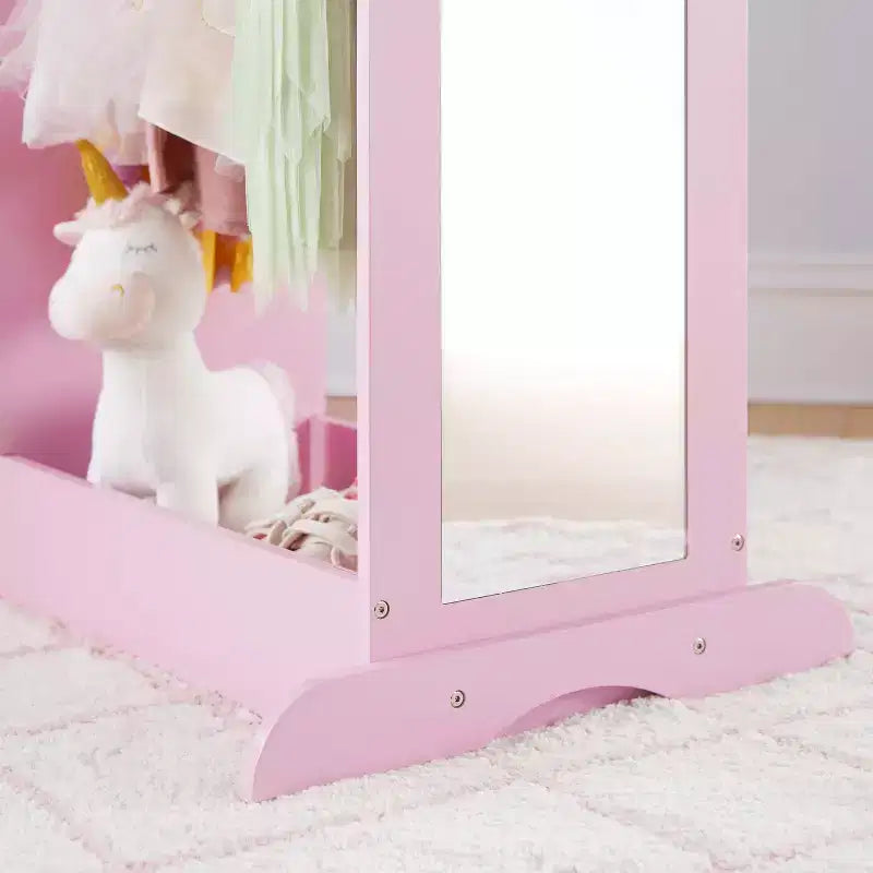 Centre de rangement avec miroir pour déguisements d'enfants – Gris / Lavande / Naturel / Rose / Blanc – 1 enfant