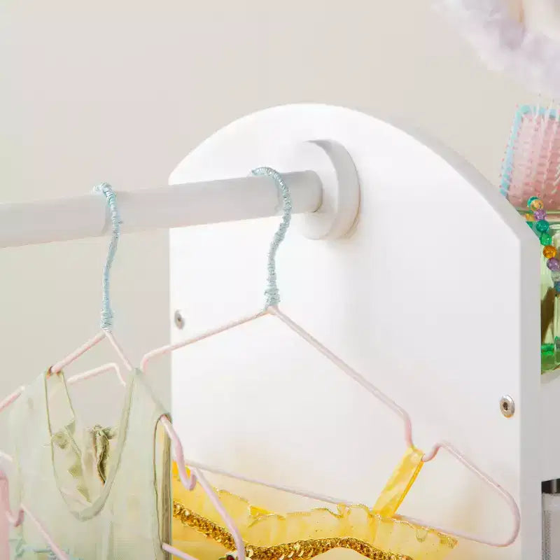 Centre de rangement avec miroir pour déguisements d'enfants – Gris / Lavande / Naturel / Rose / Blanc – 1 enfant