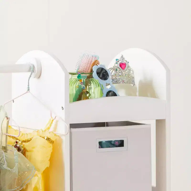 Centre de rangement avec miroir pour déguisements d'enfants – Gris / Lavande / Naturel / Rose / Blanc – 1 enfant