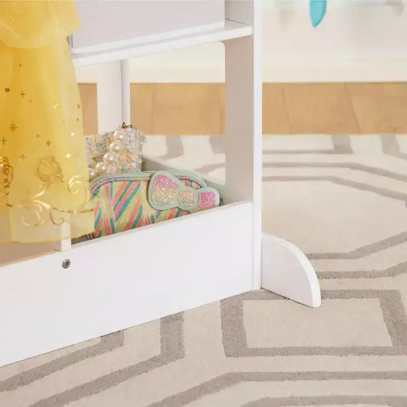 Centre de rangement avec miroir pour déguisements d'enfants – Gris / Lavande / Naturel / Rose / Blanc – 1 enfant