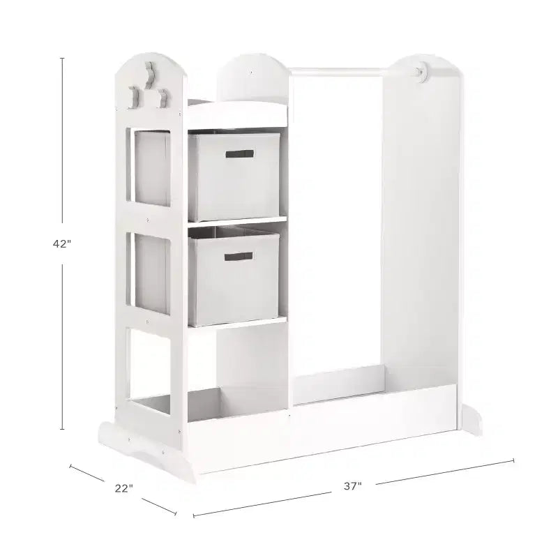 Centre de rangement avec miroir pour déguisements d'enfants – Gris / Lavande / Naturel / Rose / Blanc – 1 enfant