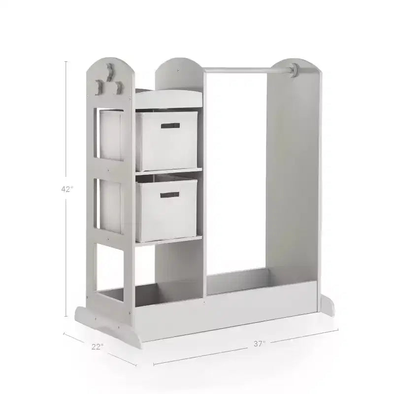 Centre de rangement avec miroir pour déguisements d'enfants – Gris / Lavande / Naturel / Rose / Blanc – 1 enfant